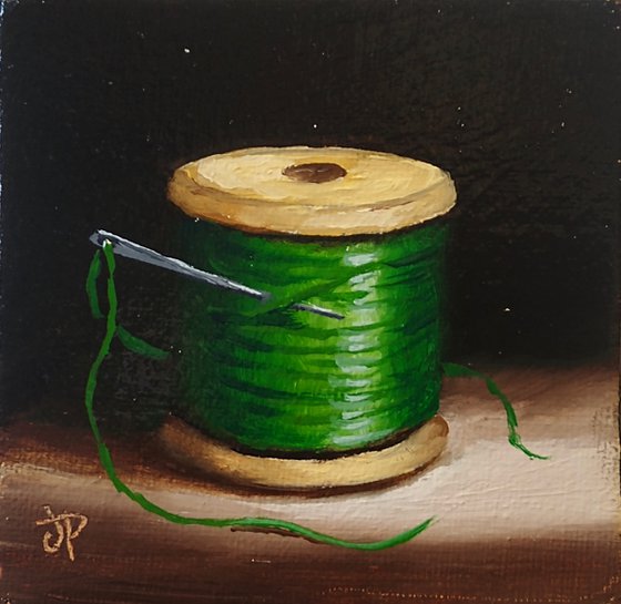 Little Green cotton reel  still life