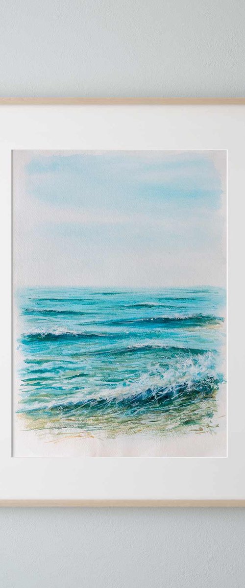 "Ocean Diary, June 19th, 2019" mixed-media painting by Eve Devore