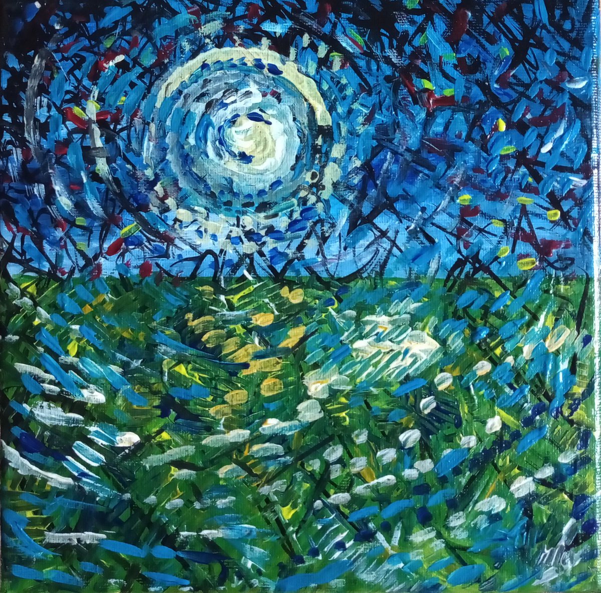 Night Field - Abstract Landscape Original Art Painting by Spencer Derry ART