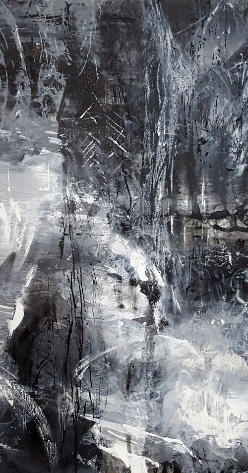 Between the Black and Divine 4 LIGHTSCAPE MINDSCAPE black greys and white abstract oneiric art by O KLOSKA by Kloska Ovidiu
