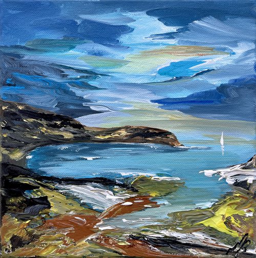Lulworth Cove Abstraction on a Small Canvas by Marja Brown