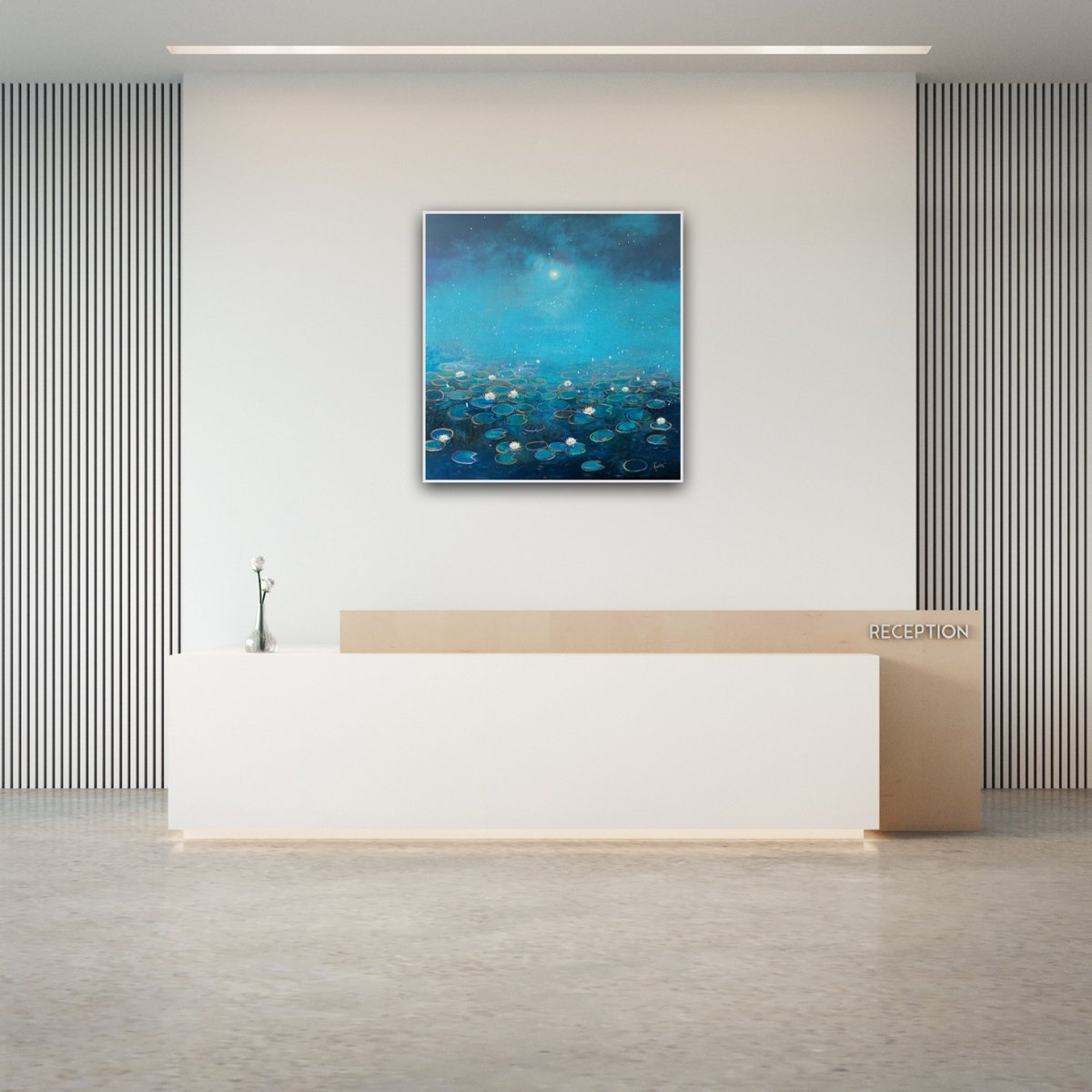 Impressionistic Landscape Acrylic Painting By Amita Dand, 30 X 30, The Story Of A Starry Night, Original Artwork