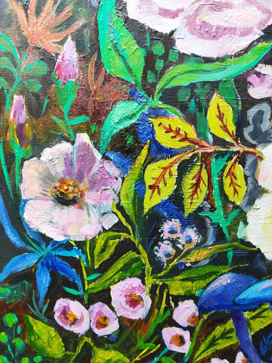 Flowers mosaic, floral artwork