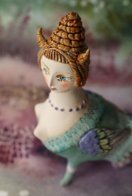 Mystical sweetie bird. Ceramic sculpture