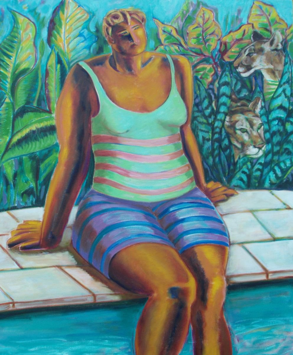 Impressionistic Portrait Oil Painting By Lorie Schackmann, 30 X 36", "Visitors", Original Artwork