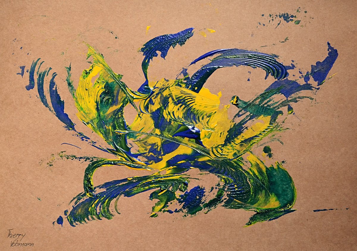Abstract Acrylic Painting By Thierry Vobmann. Abstract ., 17 X 12", Natural Style 28, Original Artwork