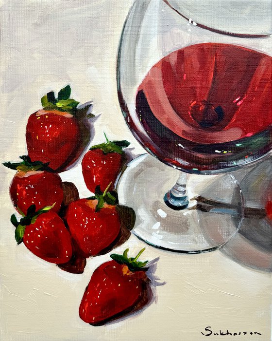 Still Life with Strawberries and Wine