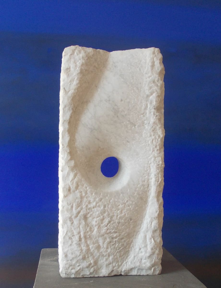 Geometric Abstract Stone Sculpture By Michael Rofka, 9 X 19", Source, Original Artwork