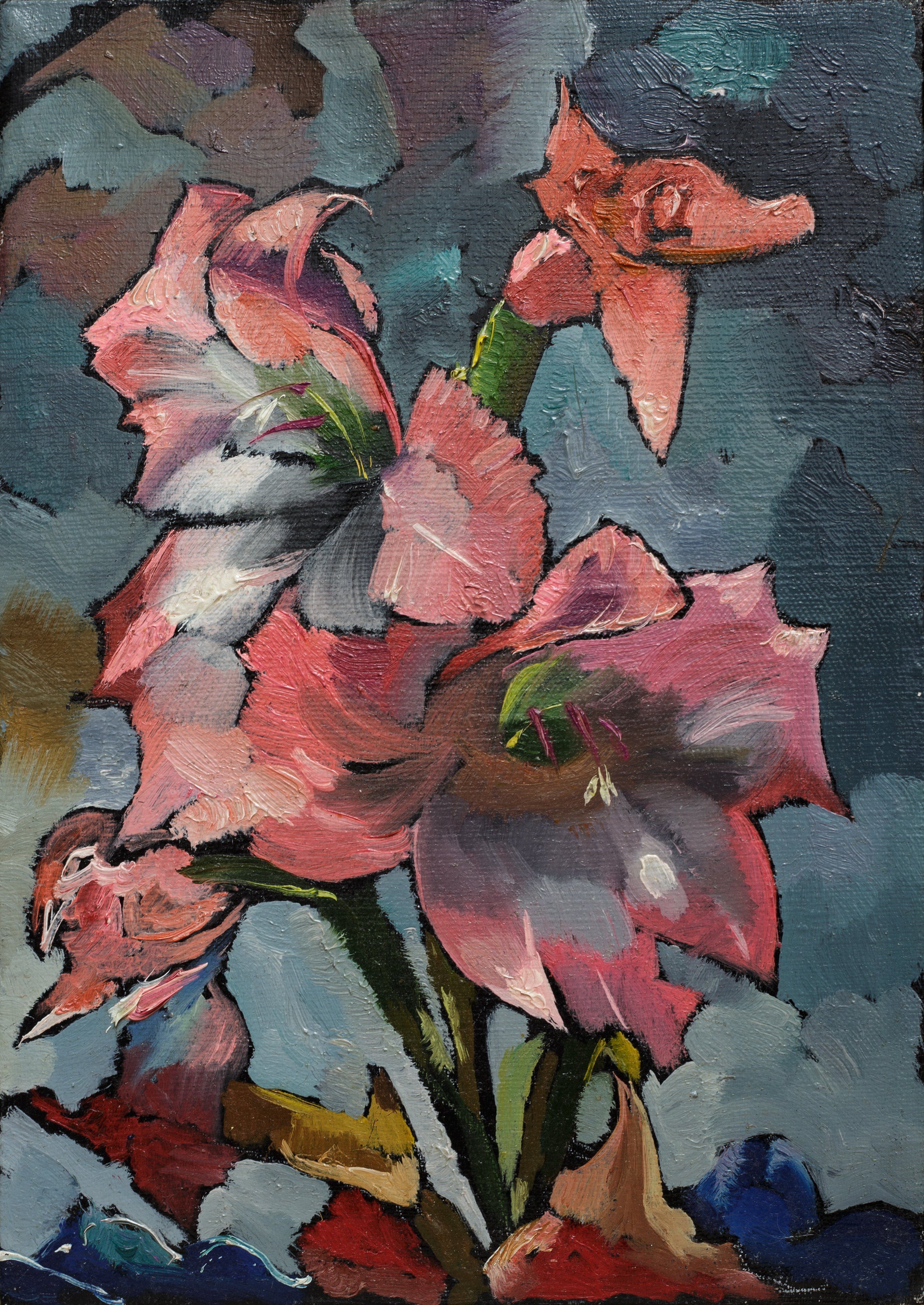 Impressionistic Botanical Oil Painting By Mykola Samoilenko, 7 X 11", Gladiolus, Original Artwork