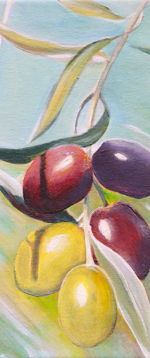 Olive Branch Painting – Mediterranean by Elena Bogatova