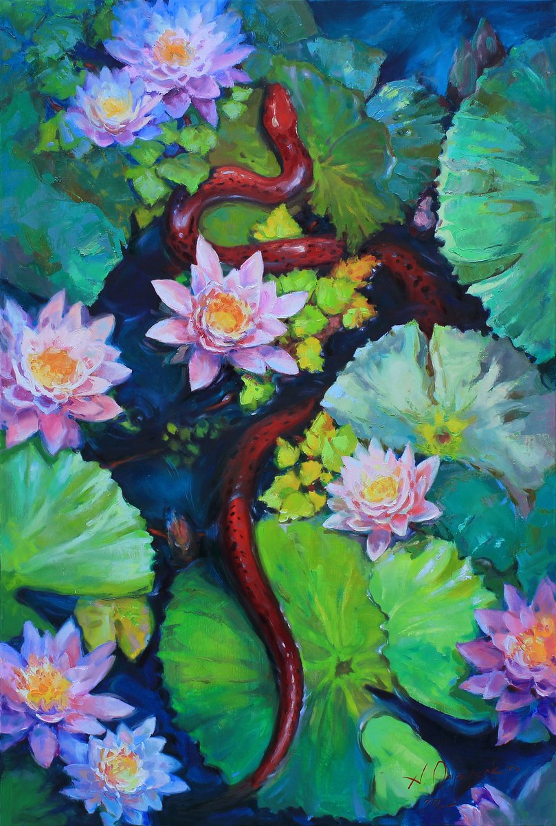 Red snake by Alisa Onipchenko-Cherniakovska