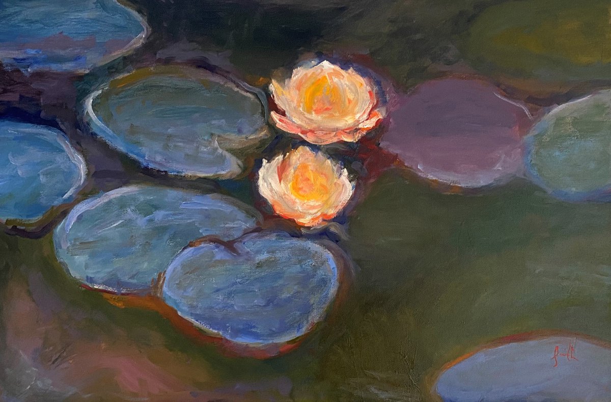 Nymphaea, Water Lilies, after Claude Monet. by Jackie Smith