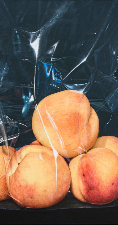 Hyperrealistic still life "Just Tender Peaches..." by Nataliya Bagatskaya