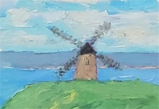 Wild poppies, with windmill
