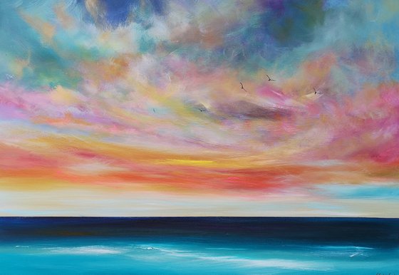 "The Symphony of Now" - Cornish Seascape, Art, Skyscape