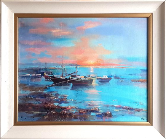 Serenity - Seascape with Boats.