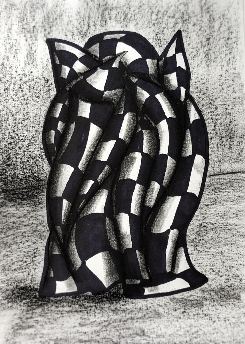 Geometric Abstract Charcoal Drawing By Massimo Castronuovo, 8 X 11", Untitled, Original Artwork