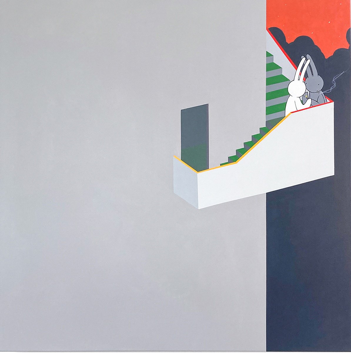 Urban And Pop Portrait Acrylic Painting By Mr Clement, 31 X 31", Smoking Scene, Original Artwork