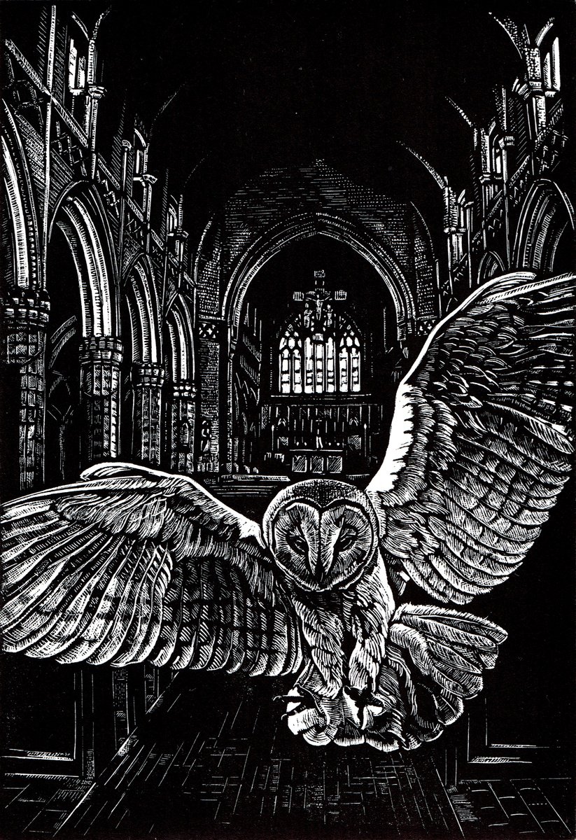 Animal Etchings & Engravings By Rebecca Coleman, 5 X 7", The Flight Of St Barnabas, Original Artwork