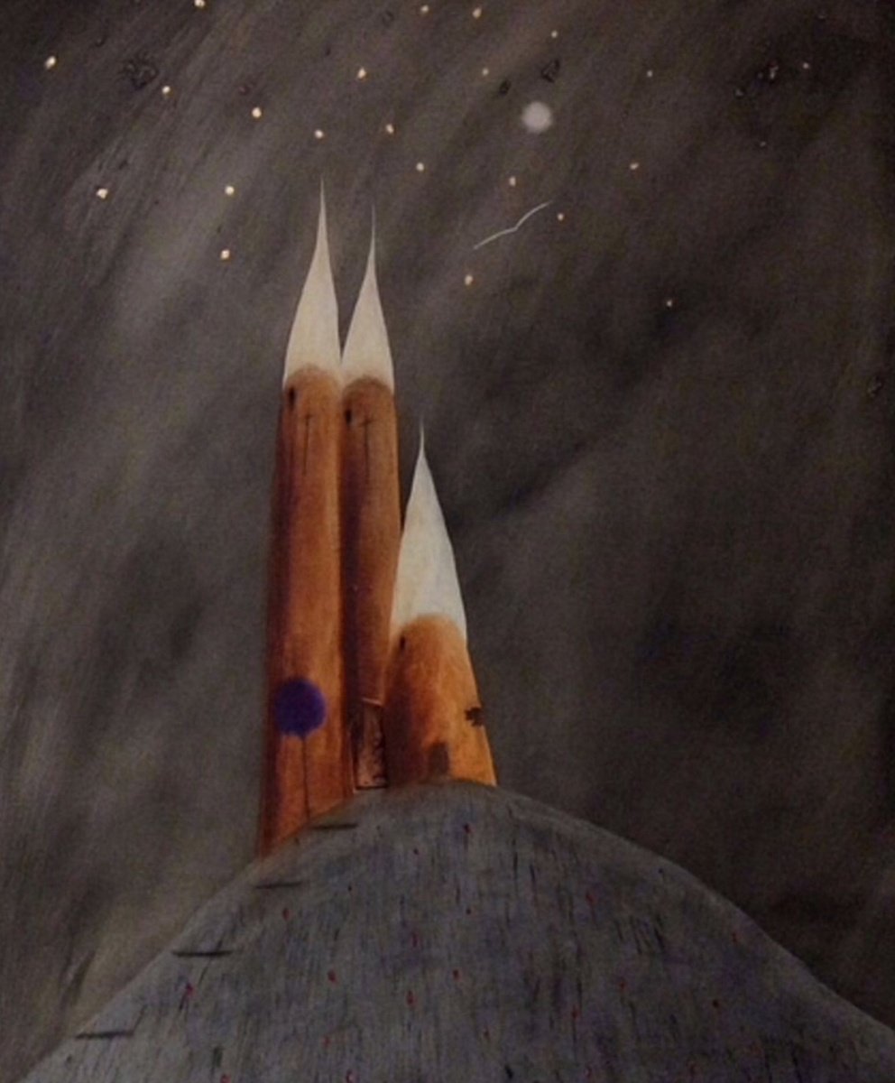 "The Three Towers Of Aegean At Midnight" 77x102x2cm by Black Beret