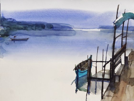 Peaceful pier to backwater