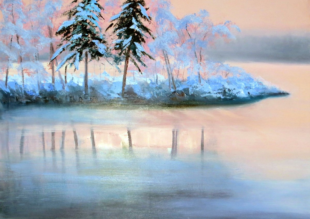 Silent Reflection: The Winter Blue By Lumina Studio, 28 X 20, Artwork For Sale On Artfinder