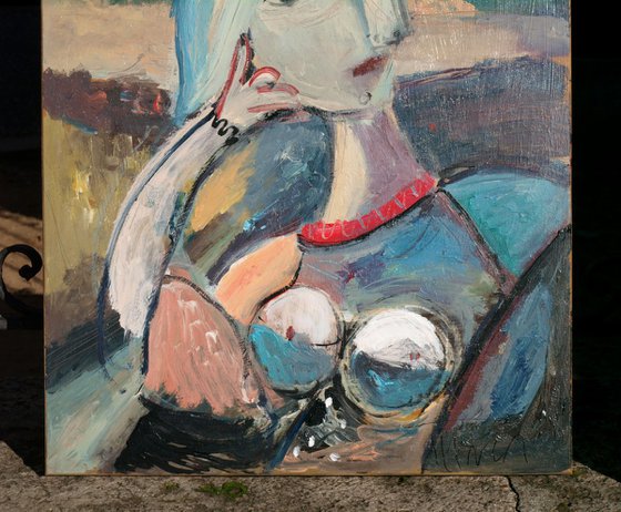 Woman with a book (detail)