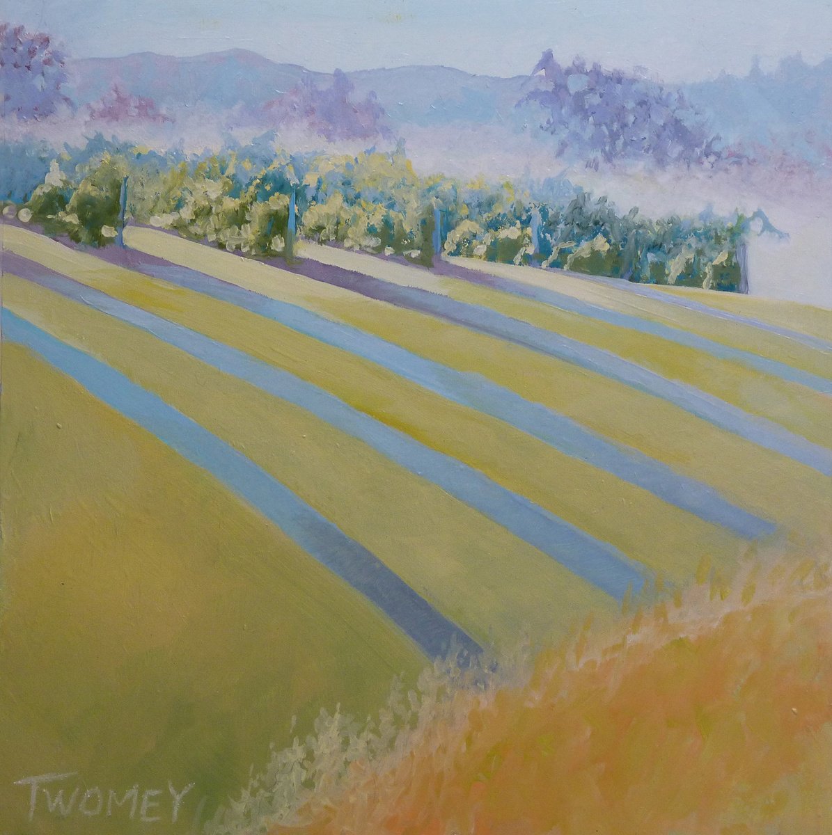 Impressionistic Landscape Giclee Print By Catherine Twomey, 16 X 16, Buck Mountain Vineyards Limited Edition, Original Artwork