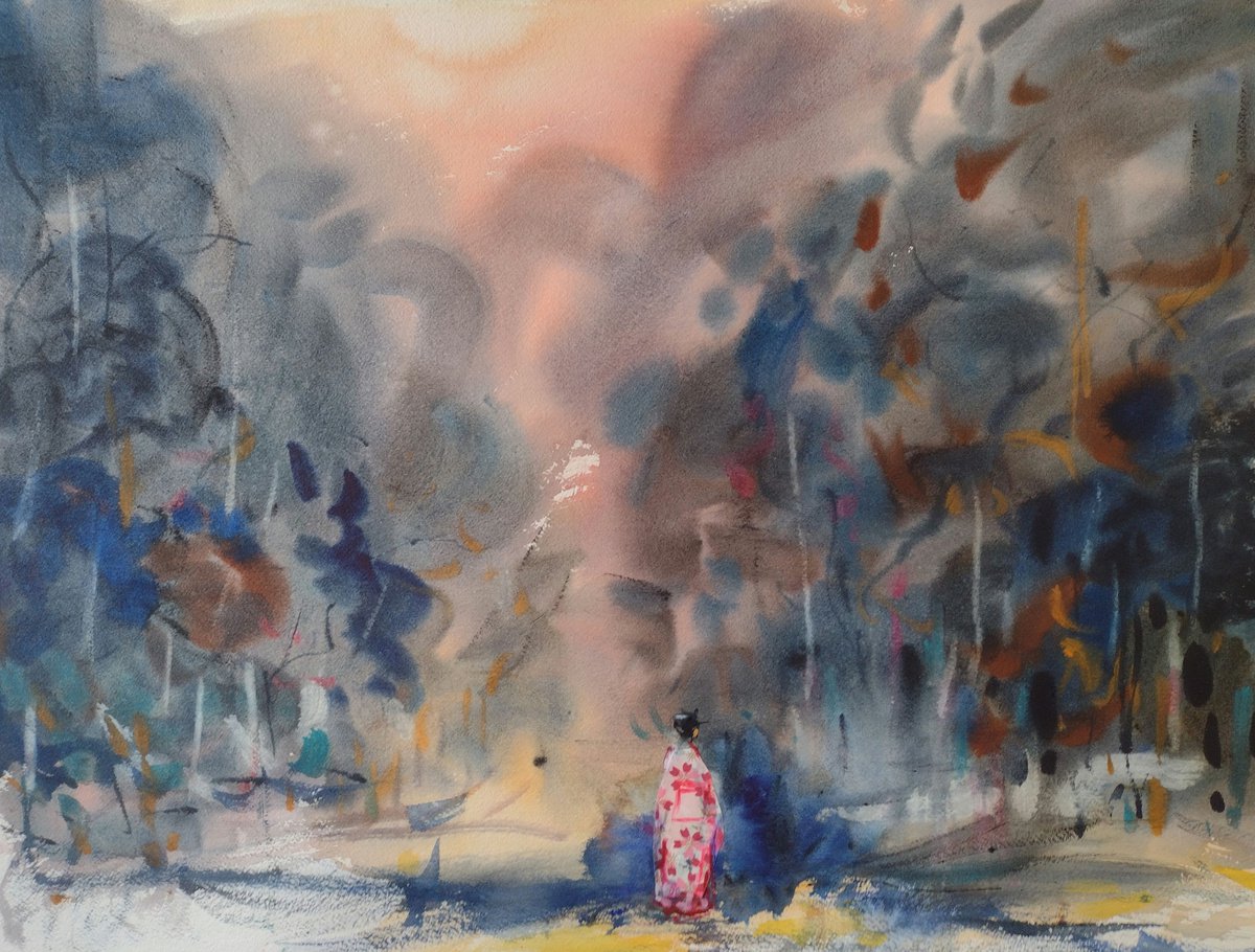 Expressive Portrait Watercolour By Marina Del Pozo, 24 X 18", Claro Del Bosque 2, Original Artwork