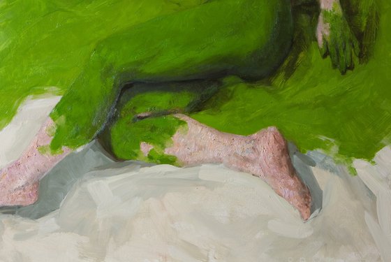 nude woman with green