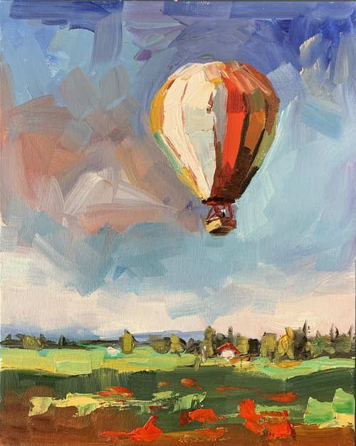 Landscape with an air balloon. by Vita Schagen