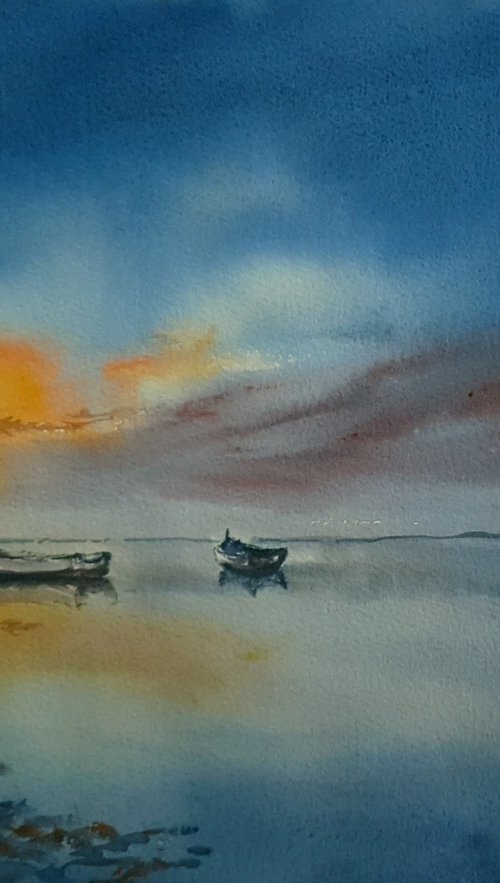 Boats at Sunset by Charles Pierson