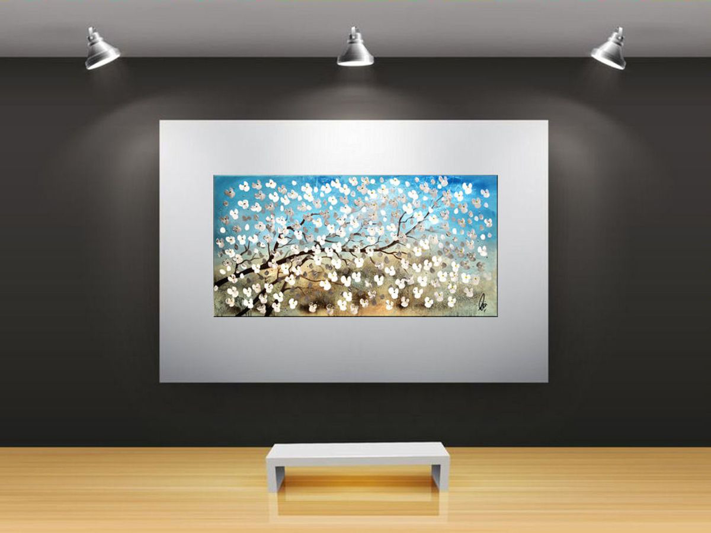 Silver Blossoms Acrylic Abstract Painting Cher Artfinder
