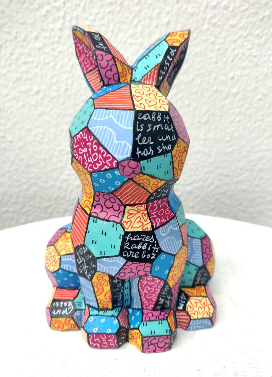 Urban And Pop Animal Sculpture By Vio Valova, 4 X 6", Rabbit, Original Artwork