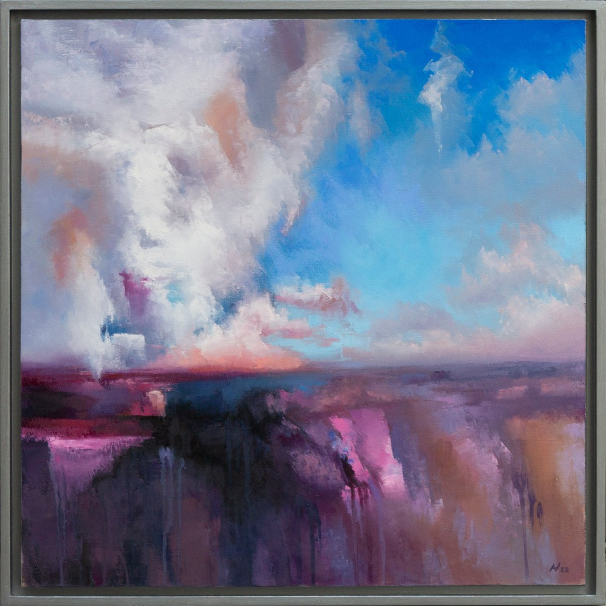 Abstract Landscape Oil Painting By Oleksii Vylusk, 25 X 25", Abstract Landscape 24, Original Artwork