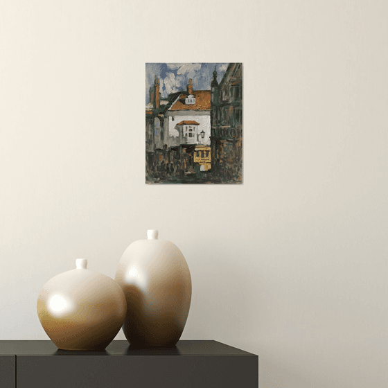 Original Oil Painting Wall Art Signed unframed Hand Made Jixiang Dong Canvas 25cm × 20cm Cityscape High Street Oxford Small Impressionism Impasto