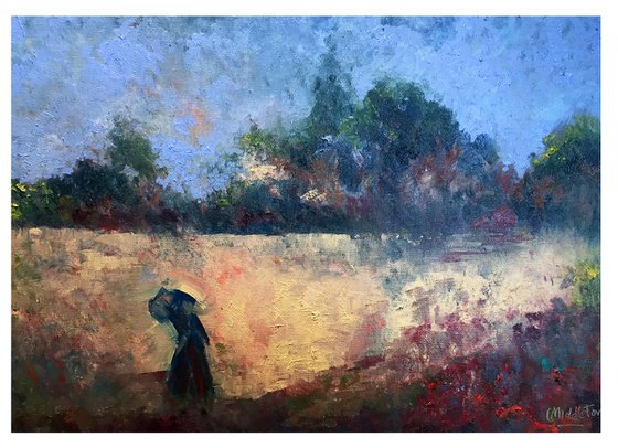 French Lady in Field Impressionist