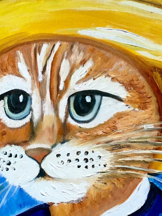 Cute Cat La Vincent Van Gogh inspired by famous self-portrait Present idea  for cat lovers