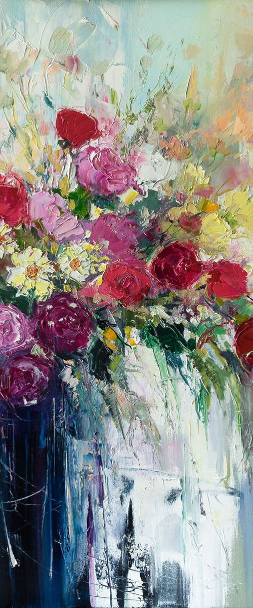 'Pink English Rose Bouquet' by Ewa Czarniecka