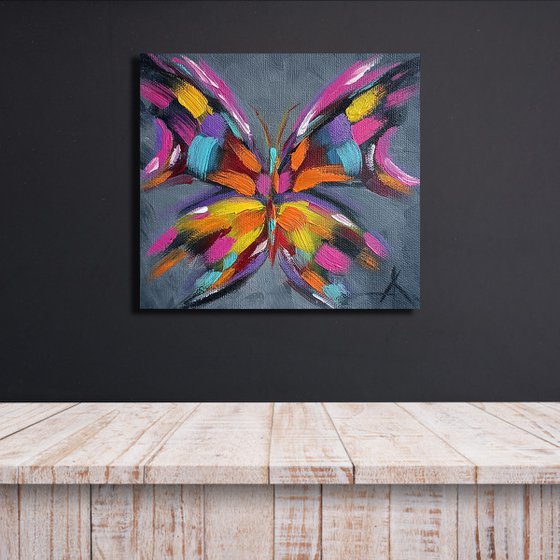 Winged dance - beautiful butterfly, butterfly, insects, small size, oil painting, butterfly oil, butterfly art, gift, art