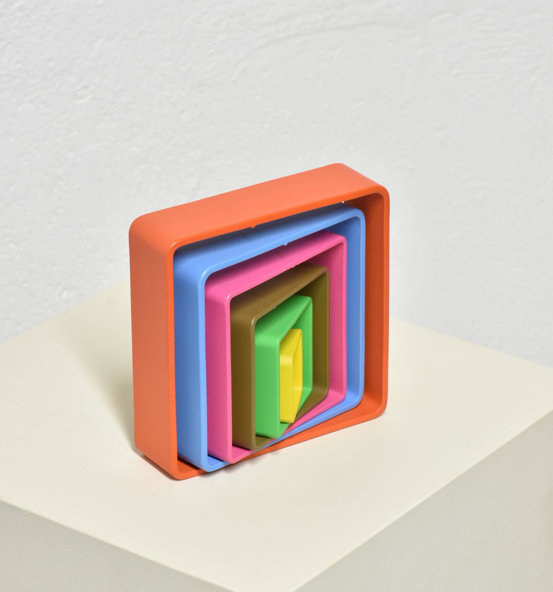 Geometric Abstract Sculpture By Yannick Bouillault, 6 X 6", Pop Square, Original Artwork