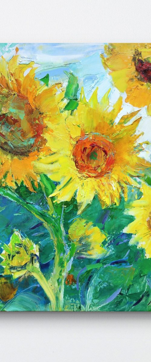 Sunflowers. Yellow and green by Helen Shukina