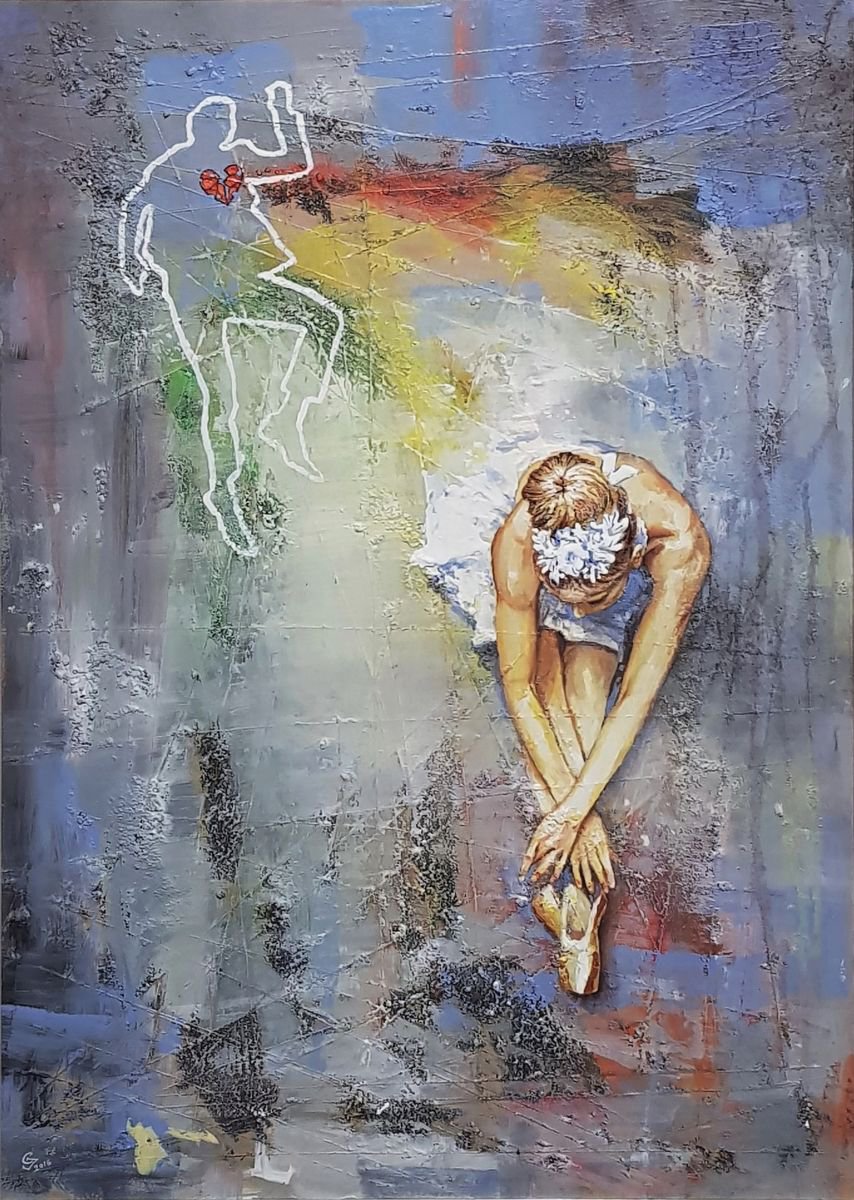 Abstract Portrait Oil Painting By Ivan Grozdanovski, 26 X 34, Broken Hearts, Original Artwork