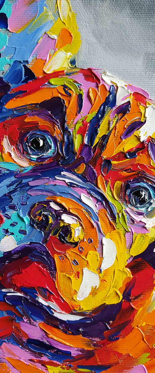 Waiting for food - French Bulldog, dog, animals, oil painting, French Bulldog oil painting, pet, pet oil painting, gift, animals art, bulldog by Anastasia Kozorez