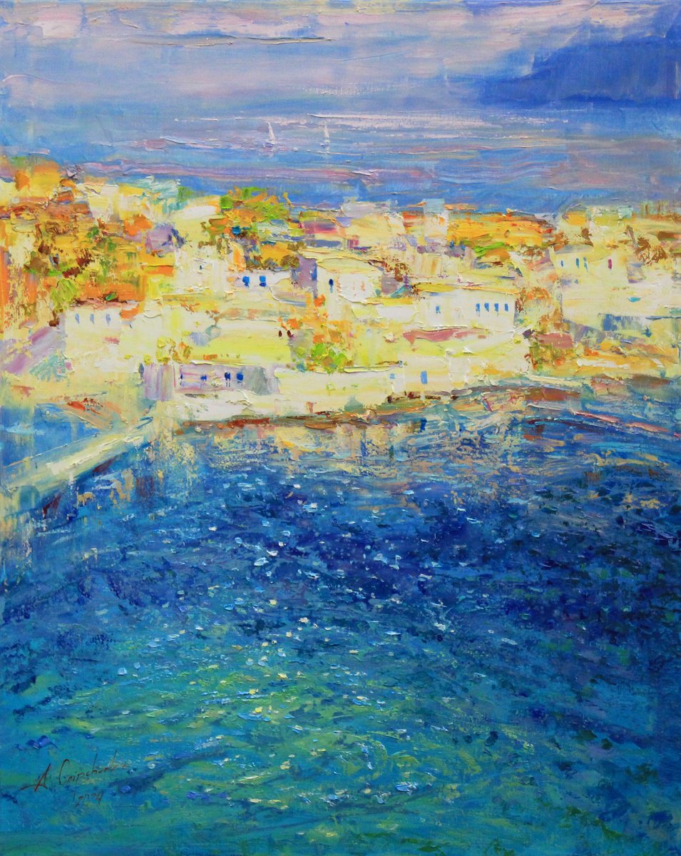 Impressionistic Cityscapes Oil Painting By Alisa Onipchenko-Cherniakovska, 31 X 39, Summer Mood, Original Artwork