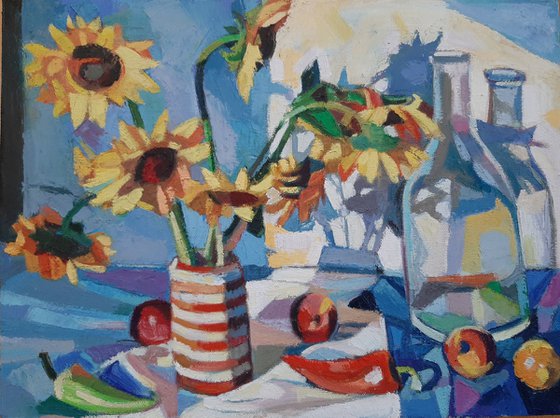 Still life with sunflowers