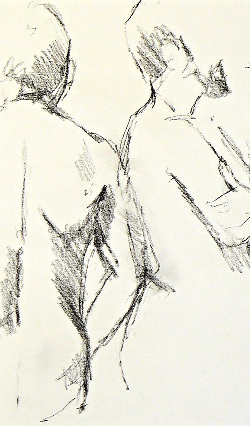 Three sketches - male nude by Louise Diggle