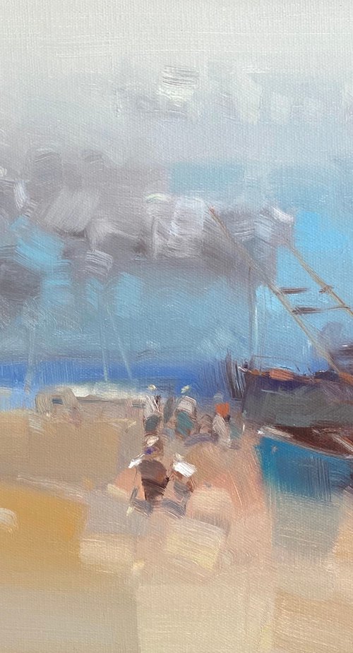 Harbor, Original oil painting, Handmade artwork, One of a kind by Vahe Yeremyan
