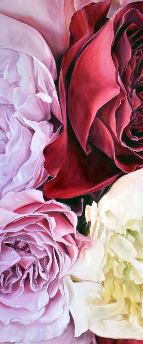 Original oil painting with peonies 55 * 55 cm by Irina Ivlieva