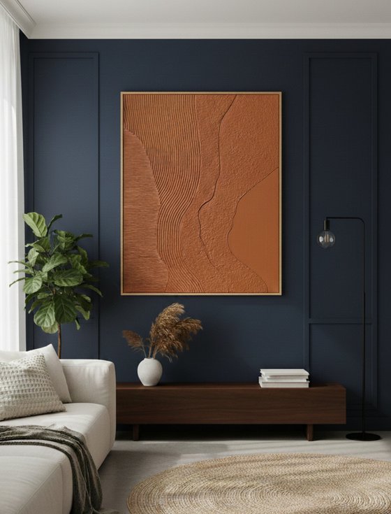 "Nile 2" Terracotta textured abstract art